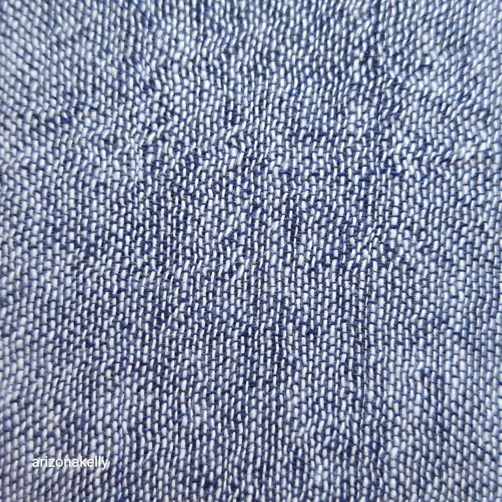 Aqua Wool Scarf With Ribbon Binding Navy Lightweight